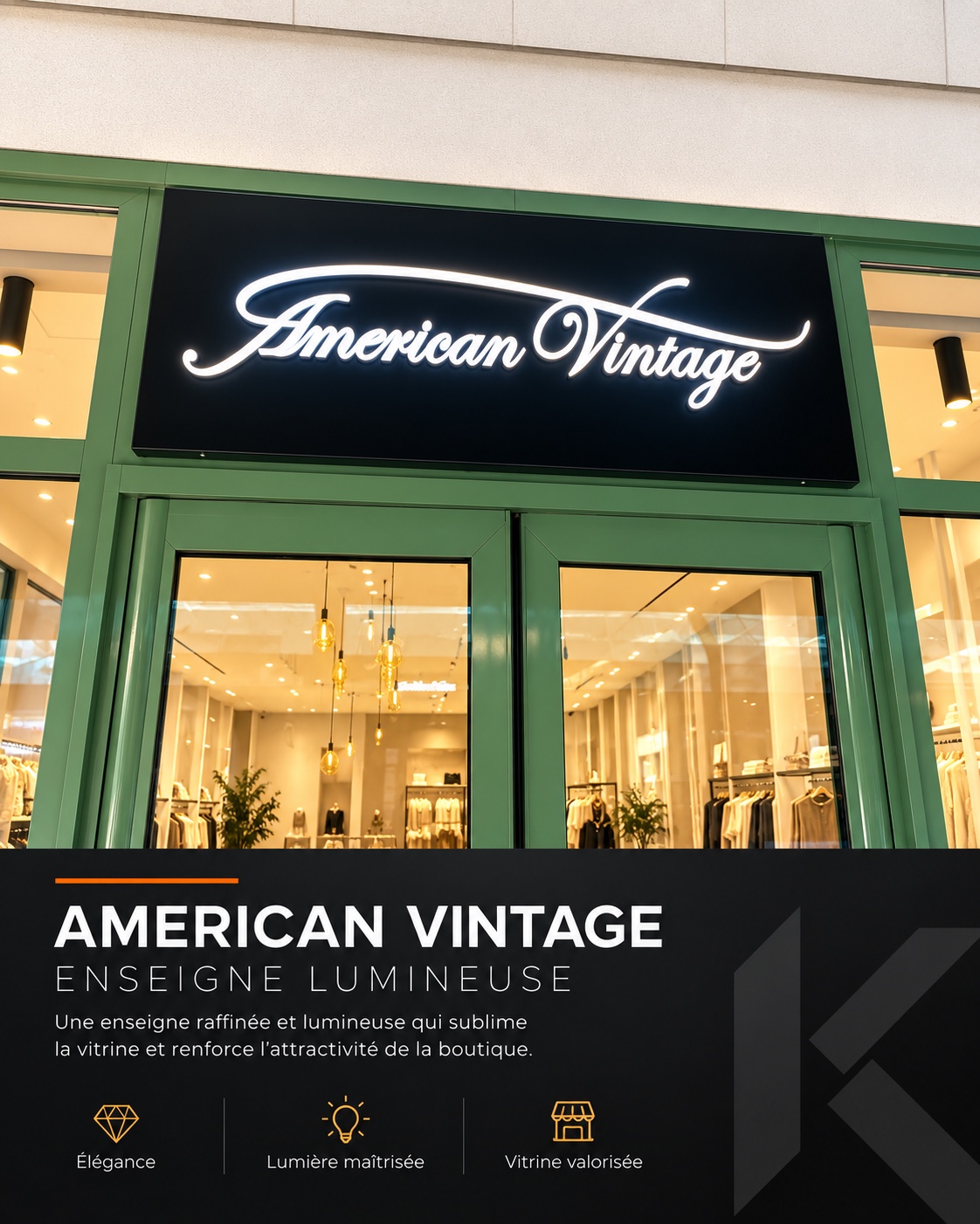 American Vintage — Enseigne lumineuse